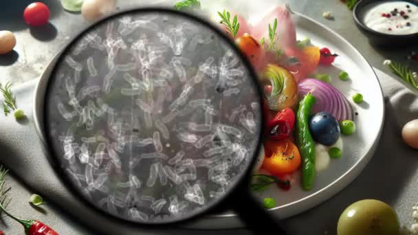 Yiyeceklerde Bakteri Aranıyor — Stok video