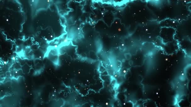 Volo Nello Spazio Campo Stellare Tra Nuvole Galattiche Nebulose Fulminee — Video Stock