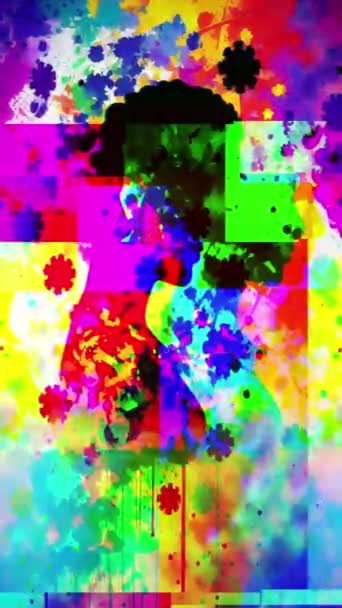 Vibrant Pop Art Dessin Main Illustration Avec Motif Multicolore Abstrait — Video