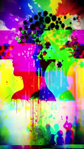Vibrant Pop Art Dessin Main Illustration Avec Motif Multicolore Abstrait — Video