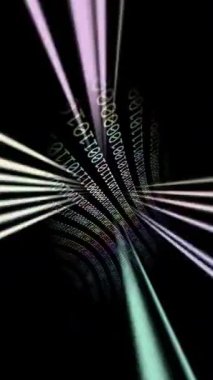 Yüksek teknoloji veri tünelinin dikey videosundan geçerek