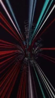 Yüksek teknoloji veri tünelinin dikey videosundan geçerek