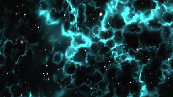 銀河雲と雷星雲の星のフィールドへの宇宙飛行 — ストック動画