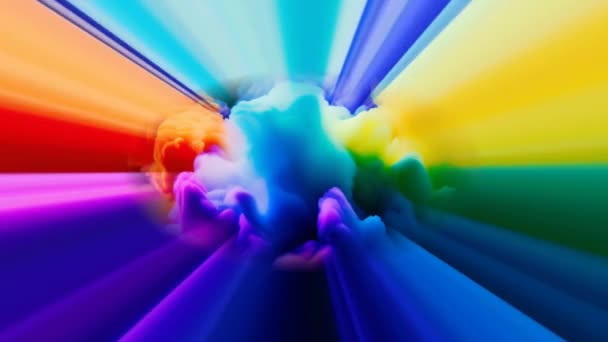 Latar Belakang Gerak Abstrak Dengan Pusaran Multi Warna Vibrant Gelombang — Stok Video