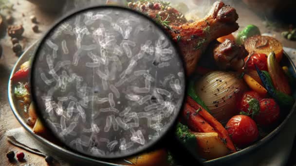 Mencari Bakteri Dalam Makanan — Stok Video