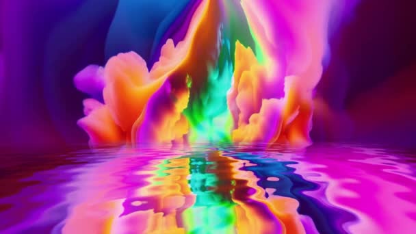 Яскраві Різнокольорові Воронки Хвилі Промені Відображення Води — стокове відео