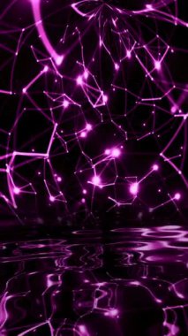 Su dikey videosuna yansıyan soyut pleksus teknolojisi bilimi