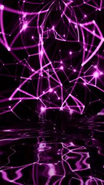 Su dikey videosuna yansıyan soyut pleksus teknolojisi bilimi