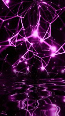 Su dikey videosuna yansıyan soyut pleksus teknolojisi bilimi