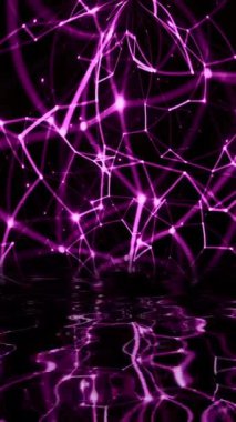 Su dikey videosuna yansıyan soyut pleksus teknolojisi bilimi