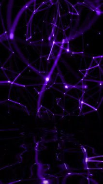 Su dikey videosuna yansıyan soyut pleksus teknolojisi bilimi