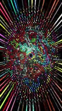 Renkli Dönen Noktalar ve ışık ışınları dikey video ile soyut arkaplan