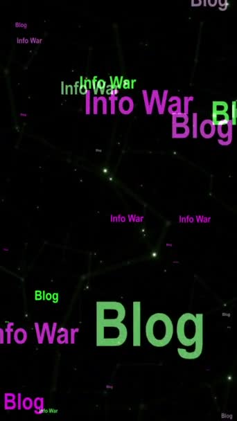 インフォメーション戦争と抽象的な動き背景垂直ビデオに対するブログテキスト — ストック動画