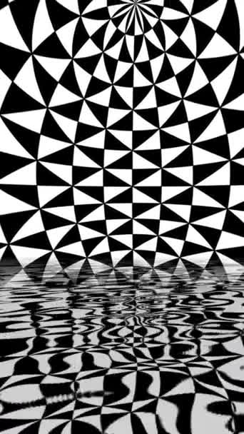 Geometric Black White Pattern Reflecting Water Vertical Video — Stock Video