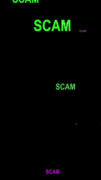 Scam Texto Isca Contra Fundo Preto Vídeo Vertical — Vídeo de Stock