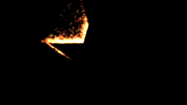 Star Shape Made Burning Flames Black Background — Stock Video