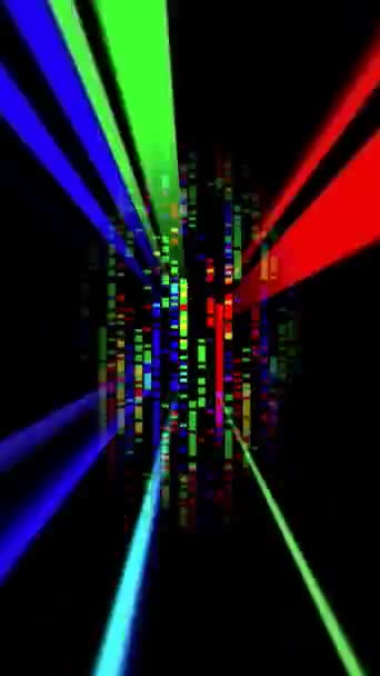 Rayons Lumineux Colorés Pixels Vidéo Verticale — Video