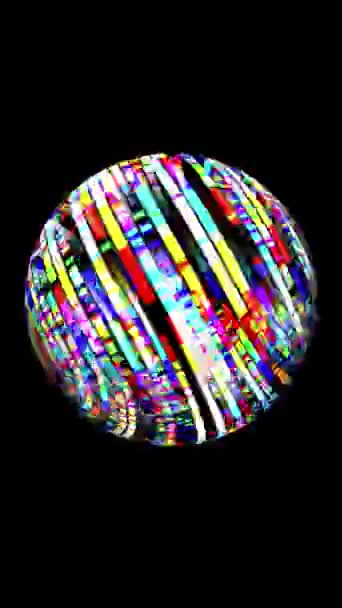 回転球垂直ビデオのカラフルなピクセル — ストック動画