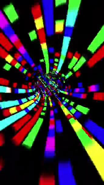 Conducir Través Del Túnel Rayos Luz Colores Video Vertical — Vídeos de Stock