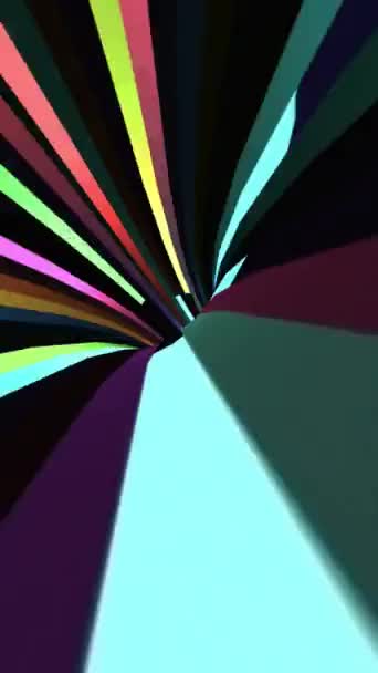 Körning Genom Färgglada Ljusstrålar Tunnel Vertikal Video — Stockvideo