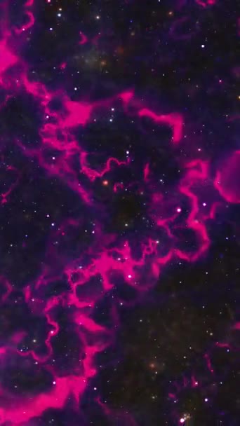 Volo Nello Spazio Campo Stellare Tra Nuvole Galassie Fulmini Video — Video Stock