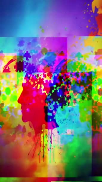 Levendige Pop Art Hand Tekenen Illustratie Met Abstracte Multi Gekleurde — Stockvideo