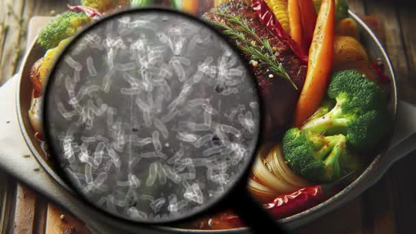 寻找食物中的细菌 — 图库视频影像