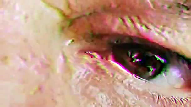 Espeluznante Observación Ojos Humanos Con Efecto Fallo — Vídeo de stock