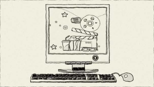 Ver Películas Línea Mano Dibujar Animación — Vídeos de Stock