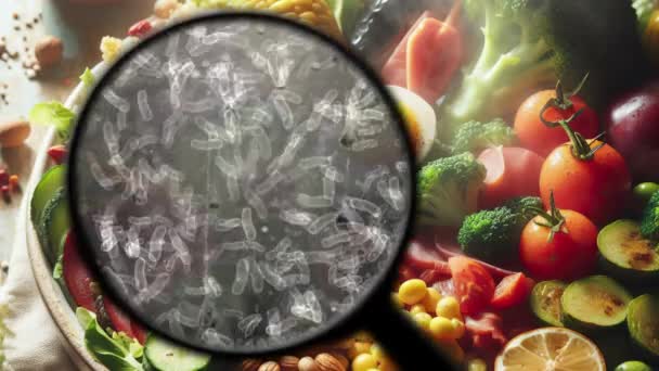 Baktériumok Keresése Élelmiszerben — Stock videók