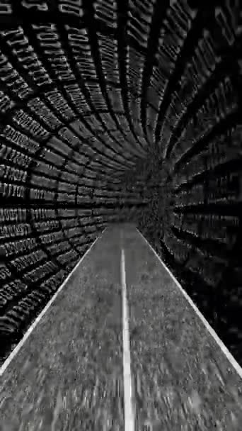 Проезд Через Бинарный Туннель Данных Вертикальное Видео Вертикальное Видео — стоковое видео