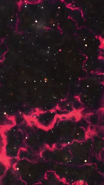 銀河雲と雷雲の垂直ビデオで星フィールドへの宇宙飛行 — ストック動画