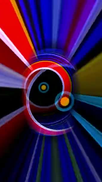 Färgglada Sfär Spinning Med Ljusstrålar Vertikal Video — Stockvideo