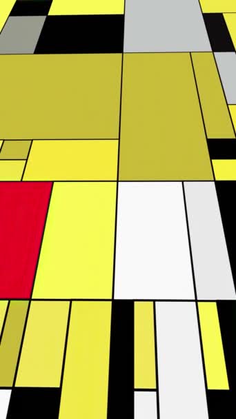 Coloridos Rectángulos Estilo Mondrian Ilustración Dolly Shot Vertical Video — Vídeos de Stock