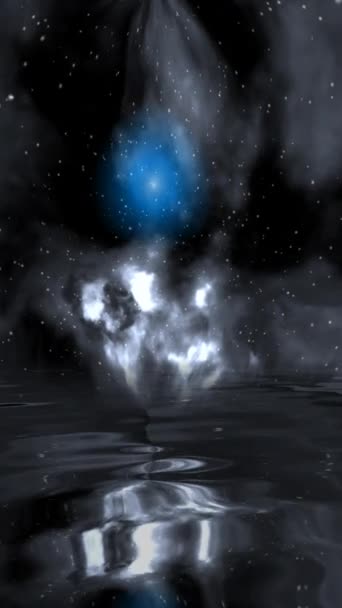 Vesmír Hvězdami Galaxiemi Odráží Vodě Vertikální Video — Stock video