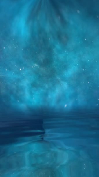 Universo Espacial Com Estrelas Galáxias Refletidas Água Vídeo Vertical — Vídeo de Stock