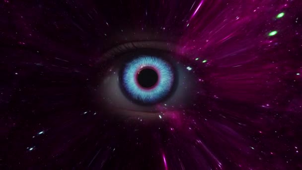 Eye Iris Rimpel Kosmische Ruimte Achtergrond — Stockvideo