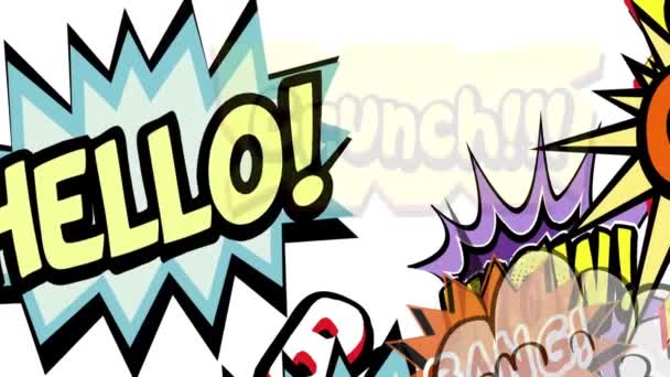 Comic Bubble Speech Retro Pop Art Style Animated Background — Stock Video