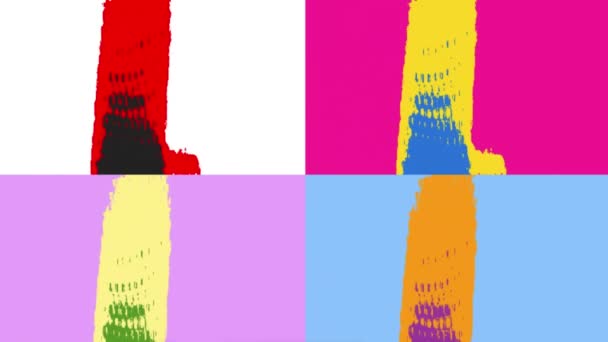 Artwork Displays Array Vibrant Hues Segmented Four Quadrants — Stock Video