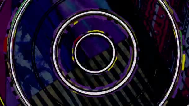 圆形在中心有圆圈的圆形物体摄像机在四周打转 — 图库视频影像
