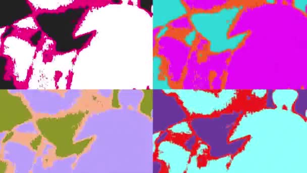 Detta Konstverk Visar Rad Livfulla Nyanser Segmenterade Fyra Kvadranter — Stockvideo