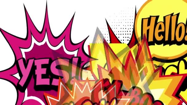 Çizgi Roman Kabarcığı Konuşma Retro Pop Sanat Tarzı Canlandırılmış Arkaplan — Stok video