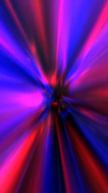 Siyah arkaplan dikey videosuna karşı hareketli renkli ışık ışınları