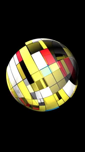 Coloridos Rectángulos Estilo Mondriano Esfera Giratoria Vídeo Vertical — Vídeos de Stock