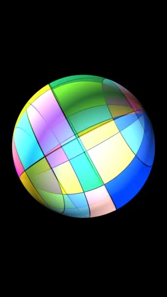 Красочные Прямоугольники Мондрианский Стиль Вращающейся Сфере Вертикальное Видео — стоковое видео