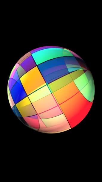 Rectangles Colorés Style Mondrian Sur Sphère Rotative Vidéo Verticale — Video