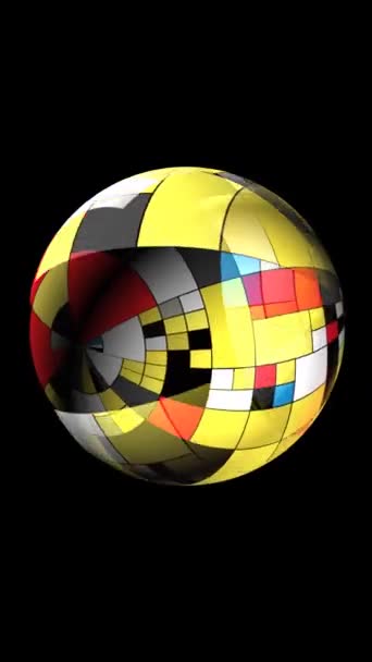 Rectangles Colorés Style Mondrian Sur Sphère Rotative Vidéo Verticale — Video