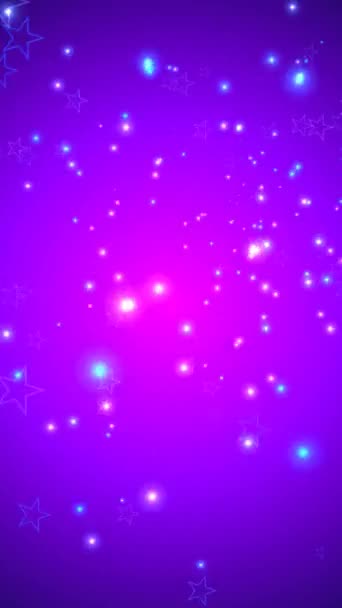 Élégant Violet Bleu Étoiles Particules Fond Vertical Vidéo — Video