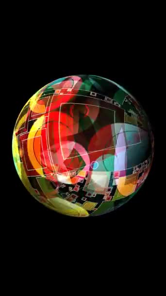 回転球の垂直ビデオの抽象幾何学的な形そして要素 — ストック動画