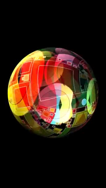 Abstract Geometrical Shapes Elements Rotating Sphere Vertical Video — Stock Video